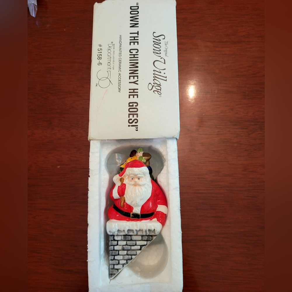 Dept 56 Snow Village Down the Chimney He Goes! Santa Claus